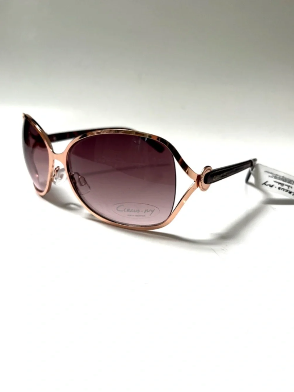 NWT CIRCUS BY SAM EDELMAN Wrap Sunglasses Rose Gold Brown Lens Dash Line